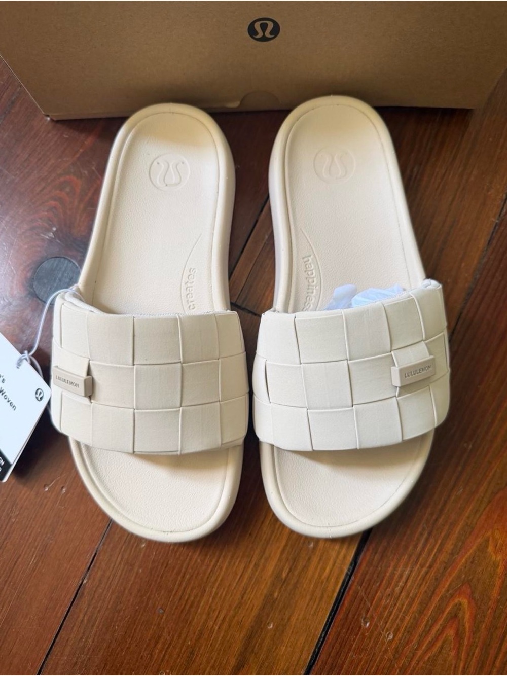 lululemon Restfeel Slides (“Breakfast Tea”) Cream Ivory Woven Sandals